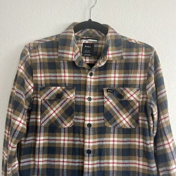 RVCA Mens Brown Flannel Button Up Shirt That’ll Work Long Sleeve Size Small - Picture 11 of 11